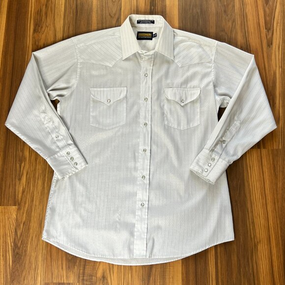 Vintage Panhandle Slim Pearl Snap Gold Stripe Men's Western Shirt - Large - Picture 4 of 13